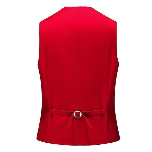 Herr V-ringad kostymväst enfärgad bröllopsväst - WK Red XS