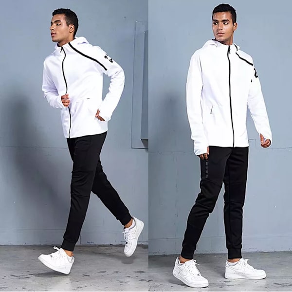 Den nya Sportkläder set för män Fotbollströja Fotboll Träningskläder Löphuvtröjor herr Långärmad träningsoverall Sporting sweatsuit white set white set M