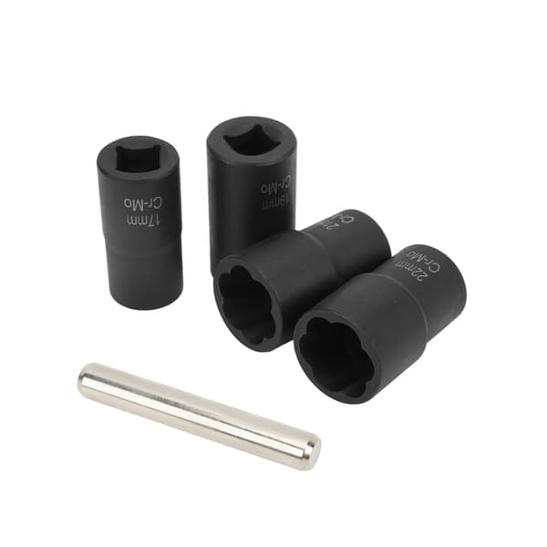 5 stk Bolt Remover Set 1/2in Impact Extractor Tool - 17mm, 19mm, 21mm, 22mm