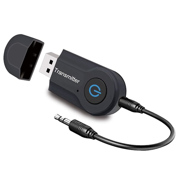 Langaton Bluetooth -lähetin, 3,5 mm kannettava stereoäänisovitin High-Fidelity USB lähetin, Plug and Play