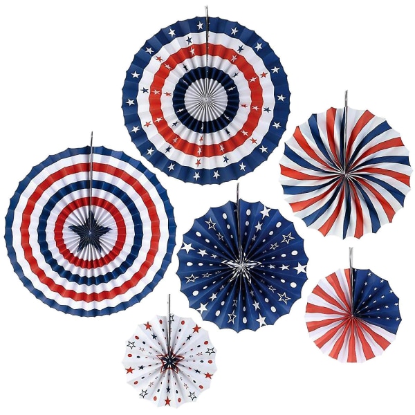 Amerikan itsenäisyyspäivän juhlakoriste American Flag Paper Fan set