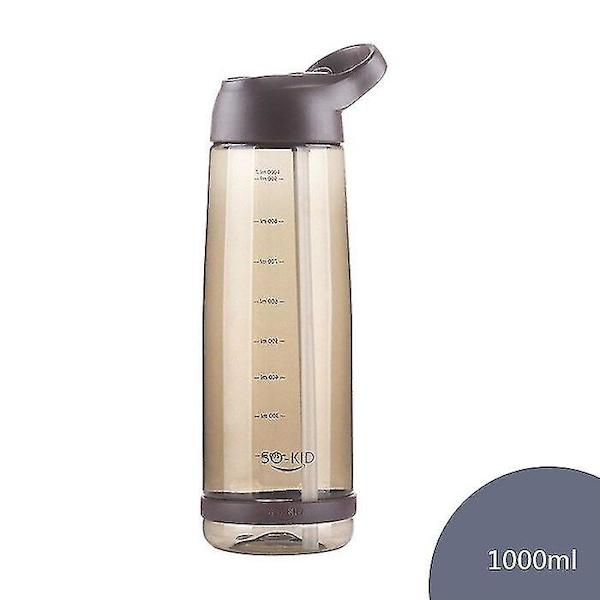 Outdoor Water Bottle With Straw Sports Bottles Leak Proof Eco-friendly For Children School Brown 1000ml