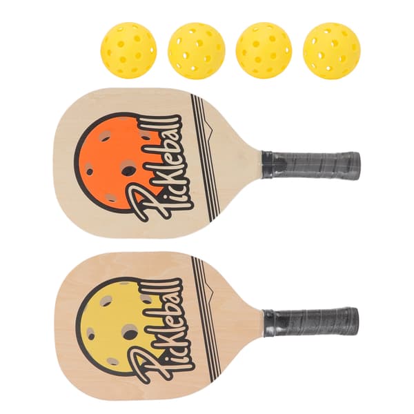 Pickleball-sæt i træ til begyndere med bat og bolde