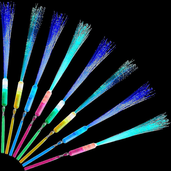 Glow Fiber Wands Sticks Led Light Up Wands Fiberoptiska Wands Led Blinkande Sticks Färgglada, batteridrivna, 16 stycken