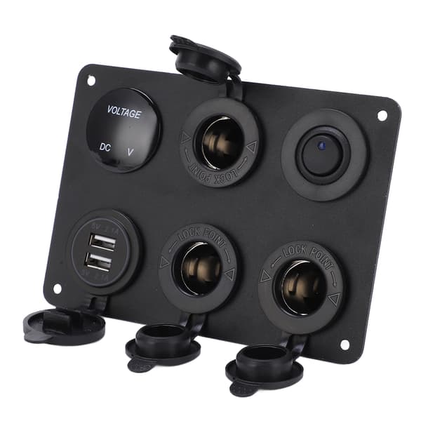 6 Gangs Vandtæt LED-Strømbryderpanel med Digital Display - Voltmeter, USB On/Off Kit til Bil, Campingvogn, Yacht