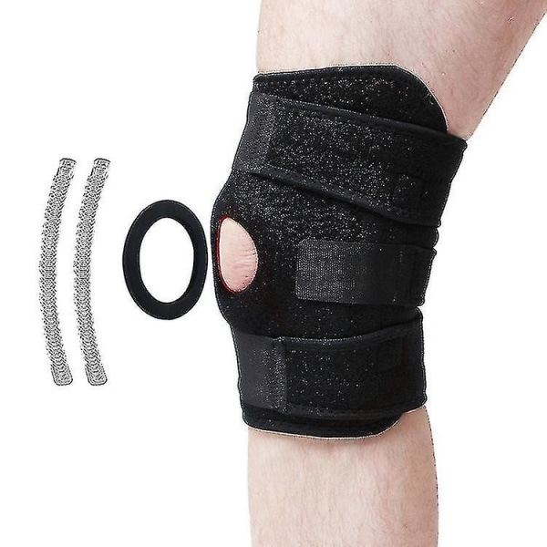 Knästöd, knäskål med öppen knäskål för män och kvinnor, halkfria knäkompressionsärmar för löpning, tyngdlyftning L