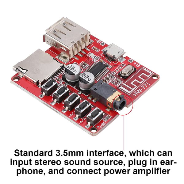 Bil Audio Effektforsterker Mottakermodul Bluetooth MP3 Stereohøyttalerbrett