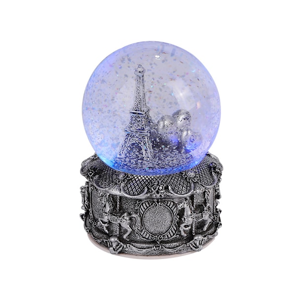 Paris Eiffeltårnet Snow Globe Musikkbokslys, 100 mm 6 høye