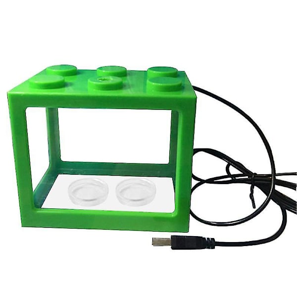 Usb Mini Aquarium Fish Tank Med Led Lampe Lys Hjemmekontor Desktop Te-bord dekoration tilbehør