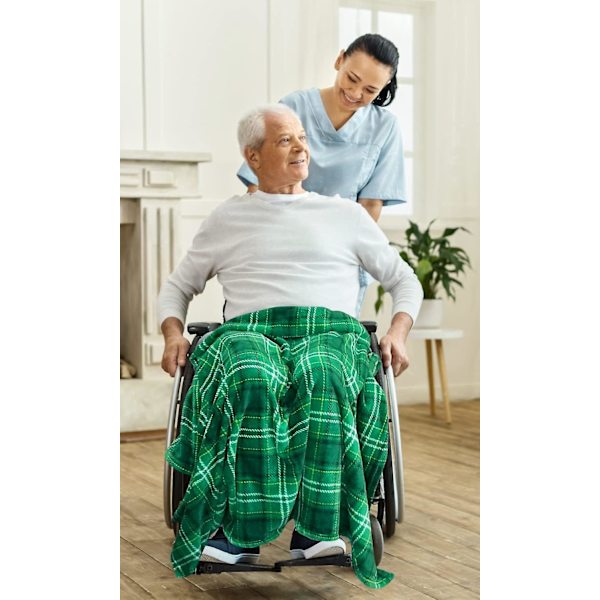 St. Patrick's Day Soft Throw Blanket: Greens Of Ireland Clovers And Shamrocks Design (shamrock Shenanigans) Traditional Plaid 40*30inch