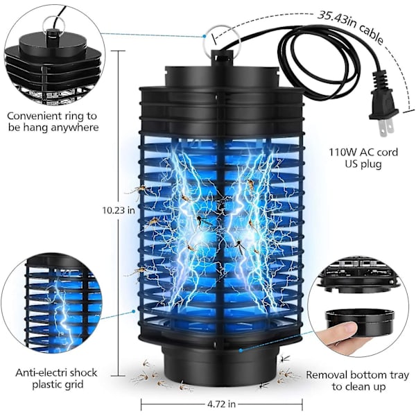Lamp Bug Zapper Sähköinen hyönteisten tappaja Myrkyttömät tuholaistorjuntakärpäset