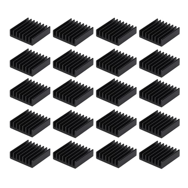 20 stk. køleplader Mini sort aluminium elektronisk komponent køleplader til PC-chips IC strømforsyninger elektrisk udstyr med klæbemiddel