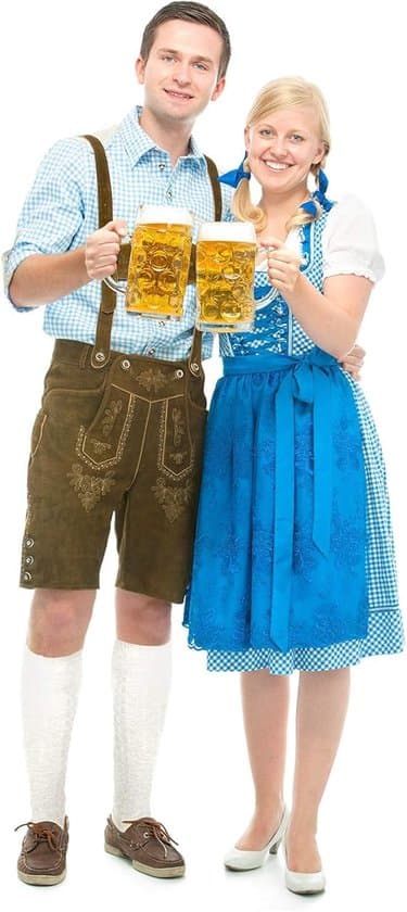 Lange broderede bayerske strømper - Traditionelle Oktoberfest-bæltestrømper - Traditionelle tøjstrømper - S/M - 1 par