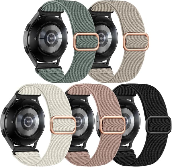 【BQ】5-pakning elastiske bånd kompatible med Galaxy Watch 7/6/5/4/FE/Classic/Active 2-FF-