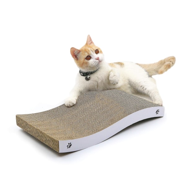 Cat Scratching Board med premium scratch texturer Design krökt form Vändbar användning Slitstark skrapdyna M