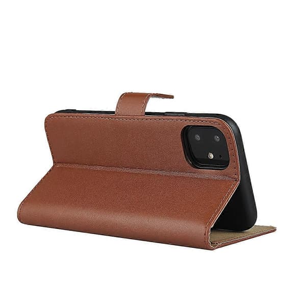 Plånboksfodral i äkta läder för iPhone 11 6,1 tum, brunt Brown Brown