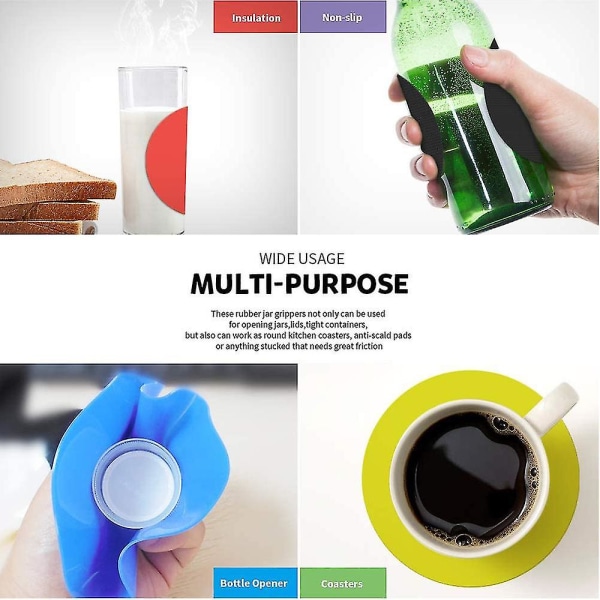 8 Pieces Rubber Jar Gripper Pads Multi-purpose Bottle Lid Openers