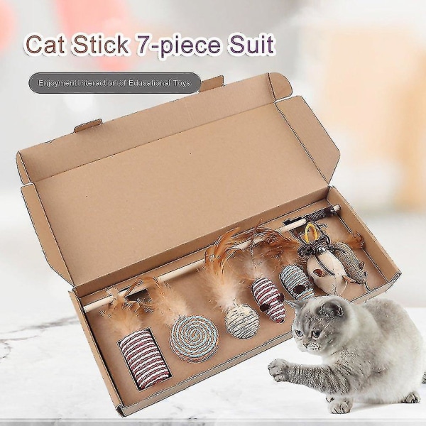 Hhcx-7pcs Simulation Mouse Cat Toy Cat Stick Set Cat Scratch Bite Resistance Interactive Mouse Toy Cat
