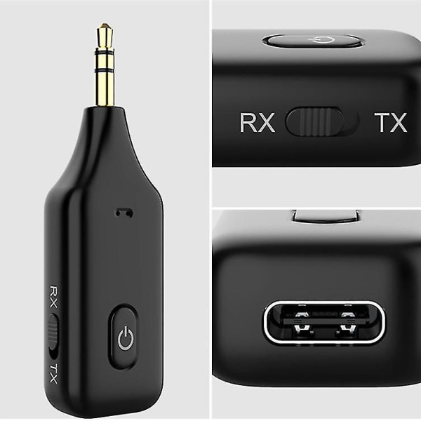 3,5 mm Aux Jack Bluetooth 5.0 Audio Receiver Sändare 2 i 1 stereo