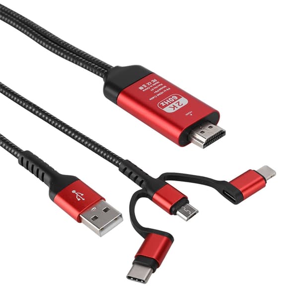 Universaali 3-in-1 HDMI HD 4K -videoadapterikaapeli - Micro USB, iOS, Type C