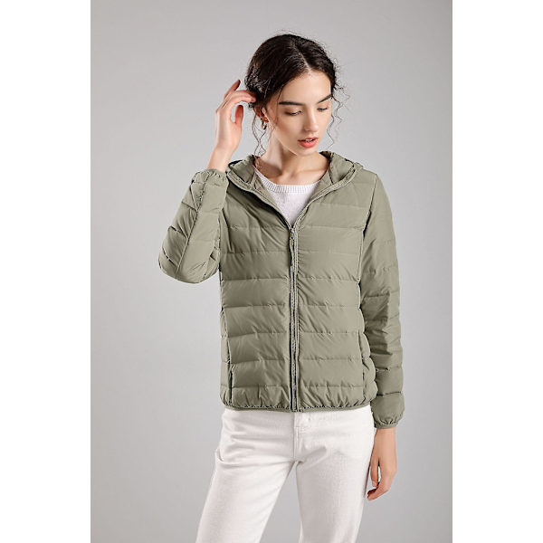 Lättviktsjackor med luva för kvinnor är bekväma att bära Light Green XL
