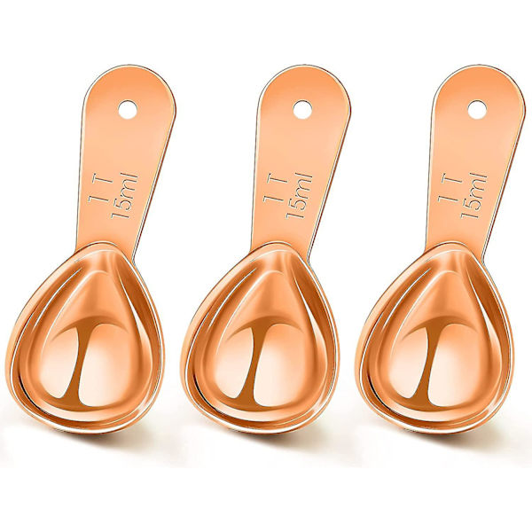3 stykker kaffeskjeve i rustfritt stål med kort håndtak (rose gull, 15 ml)