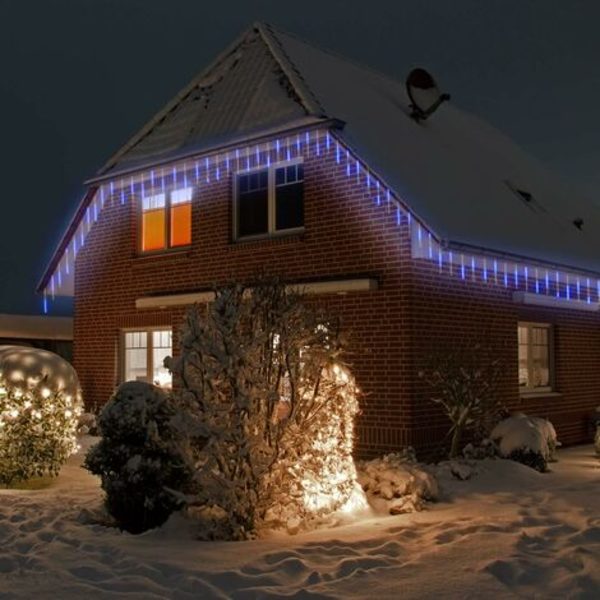 ny stil Guirlande lumineuse LED bleu 5 m effet pluie de météorites gouttes diamants stalactite IP 44 intérieur extérieur Noël,Bleu