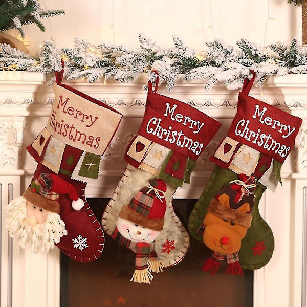 55% Dropshipping!!tomten Snögubbe Älg Julstrumpor Söta barn Presentförvaringsväska Semesterdekorationer 2
