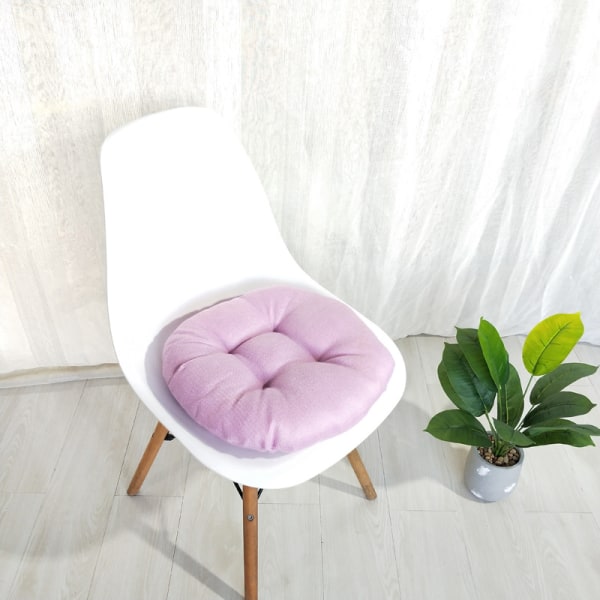 【Barbie Shop】Fortykket linned rund sædehynde stolpude soveværelse gulvsæde pude egnet til spisestue soveværelse sofa læsehjørne have Purple 40*40*9cm