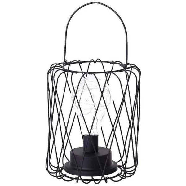 Bordlampe lavet af moderne sort ledning lavet af jern - burstil - Retro sengelampe - fungerer med batterier diamond