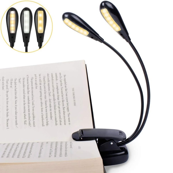 Uusi LED-lukulamppukirja, puristinvalokirjavalaisin USB-ladattava