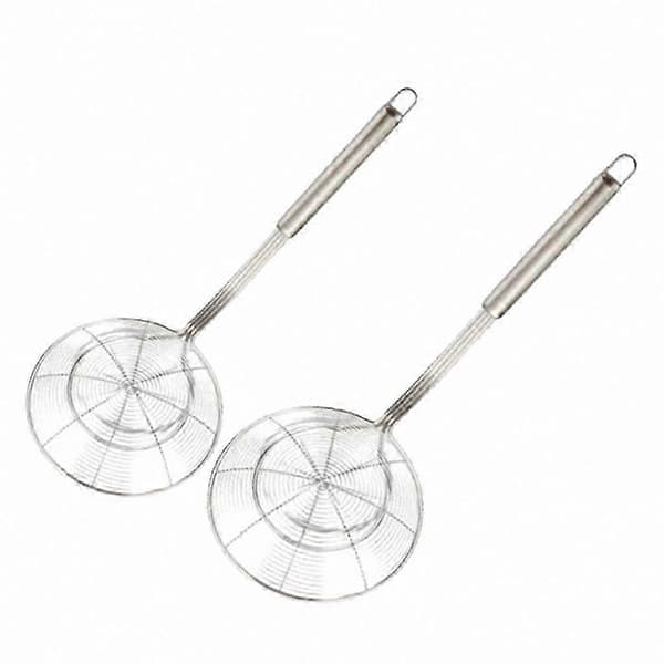 2-delt sett med øse og sil i rustfritt stål for fritering, størrelser 16 cm og 14 cm