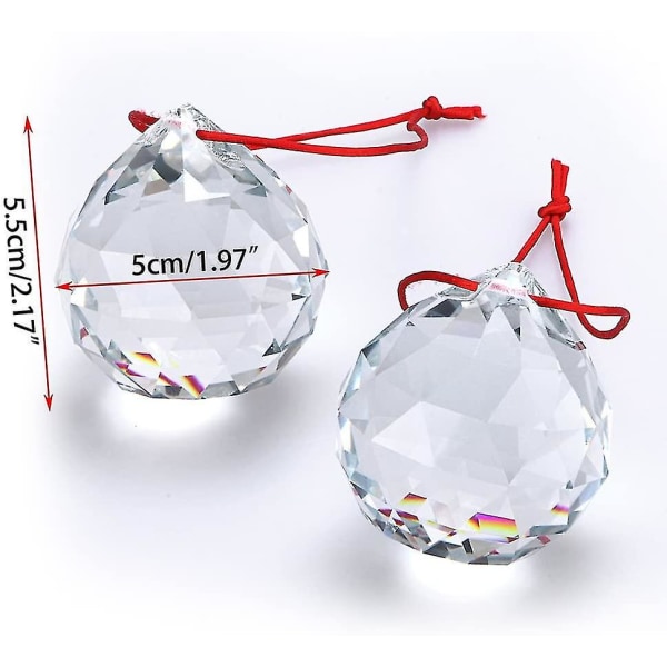 2 Pieces 50mm Clear Crystal Prism Ball Sun Catcher Crystal Ball Hanging Crystal