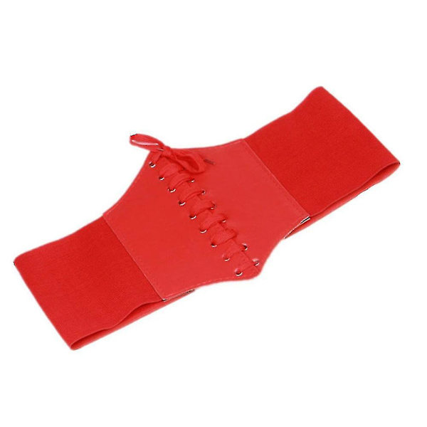 Kvinnor Korsett Bred Pu Läder Bantning Kroppsbälte Elastisk hög midja Formande gördel Band Bälten Red