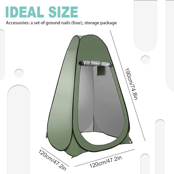 Pop Up Sekretess Tält Dusch Tält Bärbar Utomhuscamping Badrum Toalett Tält Omklädningsrum Sekretessskydd Rum för vandring och strand Sun Sh Army green