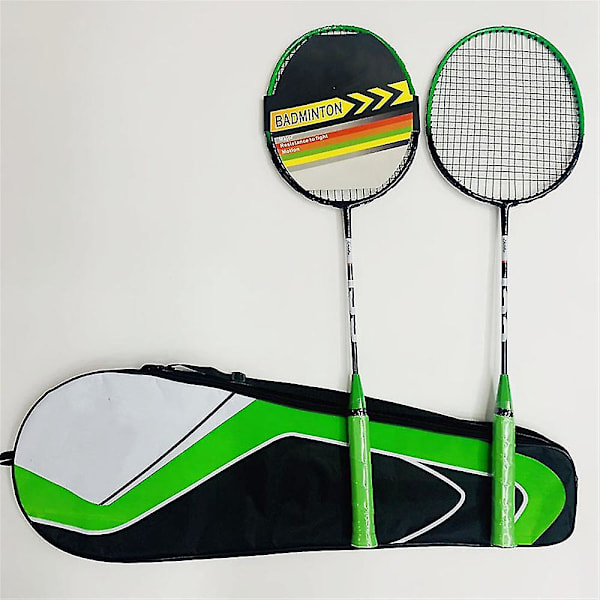 2stk Sportsbadmintonracket Sklisikkert håndtak Racket for utendørs spill Green