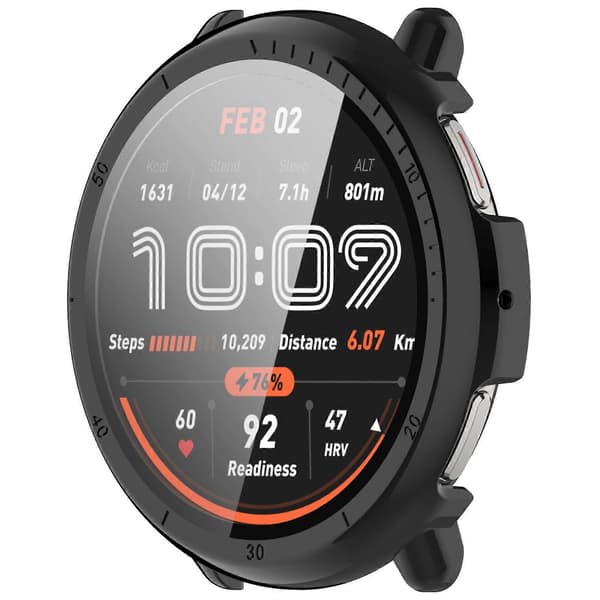 Skyddsfodral i härdat glas i PC-format, kompatibelt med Amazfit Active 2 A2437 Black