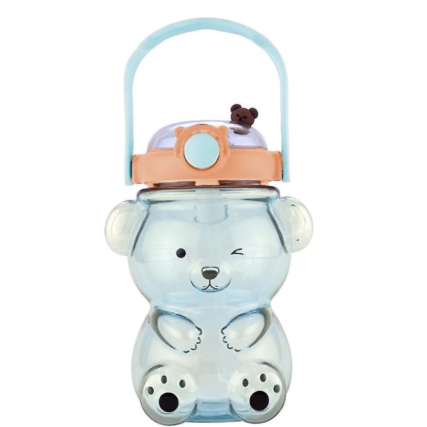 Kawaii Bear Straw -pullo, söpöjä vesipulloja blue