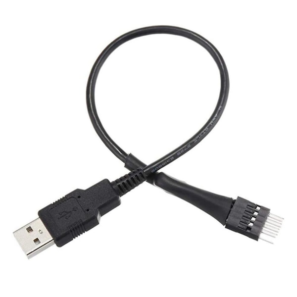 9-nastainen uros-ulkoinen USB A uros PC-emolevyn sisäinen datajatkokaapeli 20cm Black