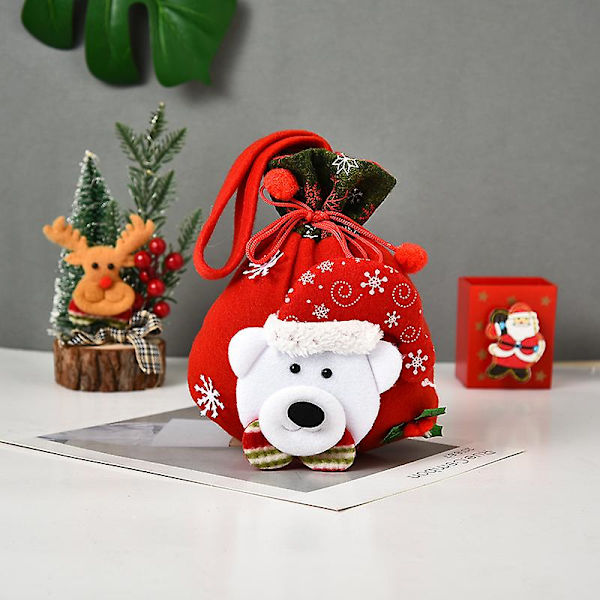 Julklappspåsar Dragsko Xmas Godispåsar Tomte Säck Ryggsäck 3st Type A Bear