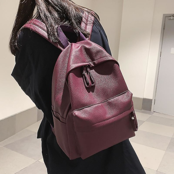Mode ryggsäck högkvalitativt PU-läder ryggsäck för kvinnor för tonårsflickor Skolaxelväska Bagpack Mochila Ryggsäck Lila Purple