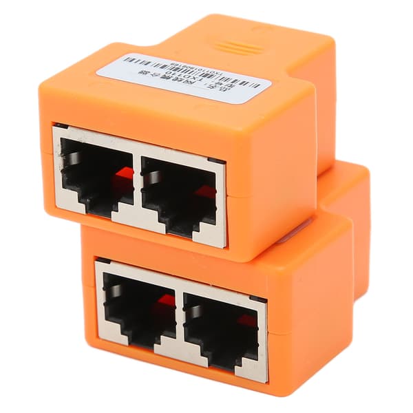 2 stk. 1 til 2 Ethernet Splitter Kobling PVC RJ45 Splittere Stik Interferensmodstand