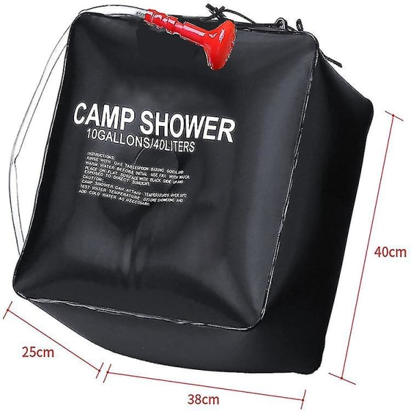 Bærbar camping brusetaske, 40l solar brusetaske Solvarmetaske med aftagelig slange og omskifteligt brusehoved Solar brusetaske til campingrejser