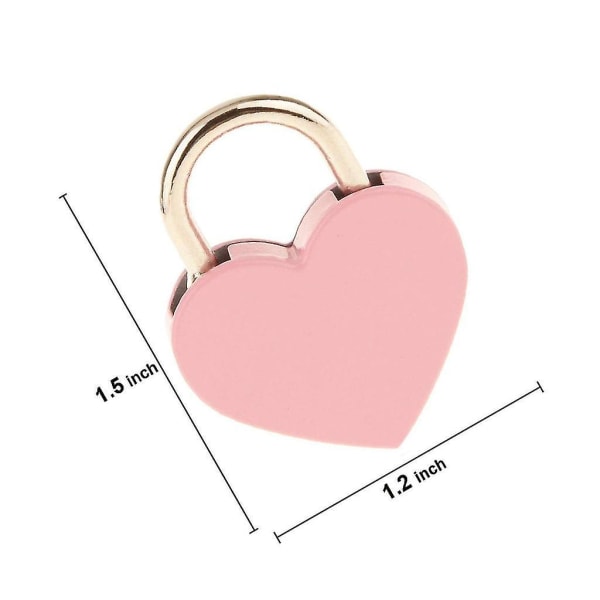 Liten metall hjerteformet hengelås, minilås med nøkkel for smykker