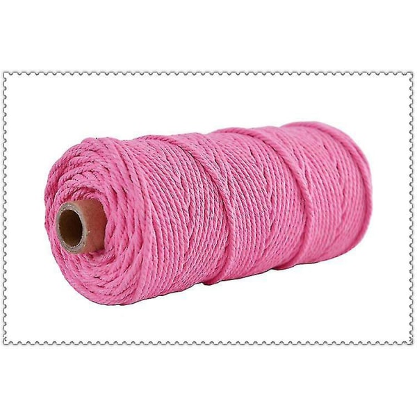 3 mm bomullssnöre Färgglad sladdrep Beige Twisted Craft Macrame String Diy Home T pink