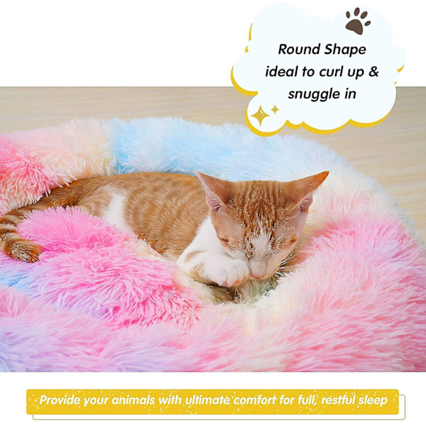 Calming Dog Bed Long Plush Cat Bed Anti anxiety Sleeping Donut