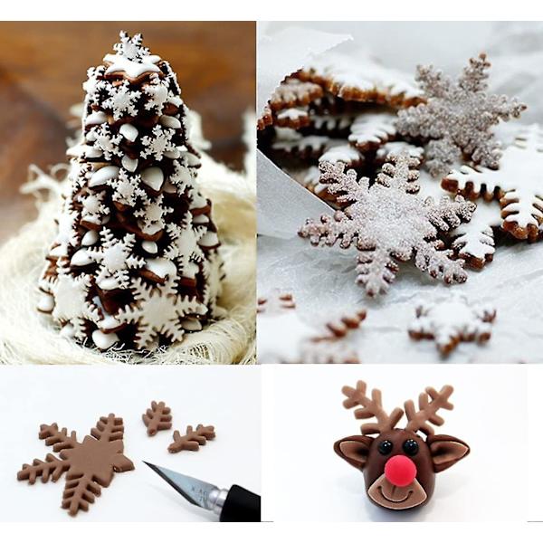 3 st Snowflake Cookie Cutters Dekorera Fondant Präglingsverktyg S
