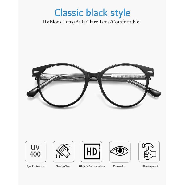 Blått ljusblockerande glasögon, blått ljusfilter datorglasögon dam(svart)