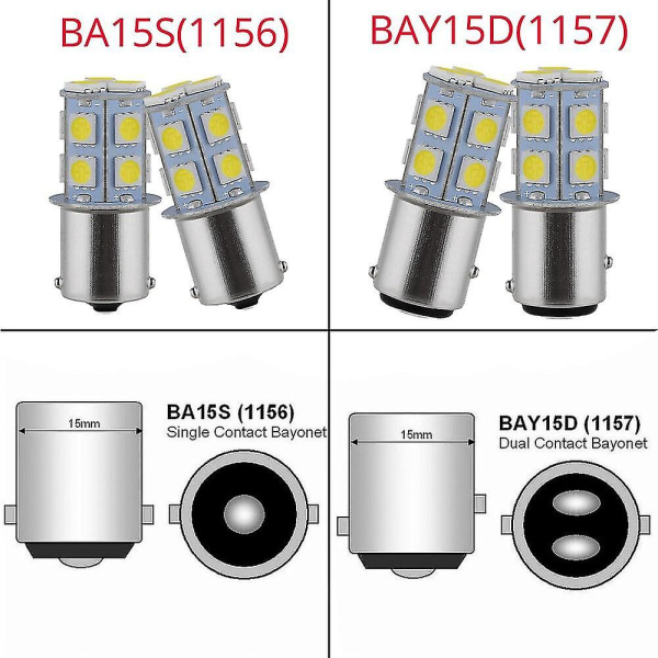 2x 1157 Bay15d 1156 Ba15s P21 5w Vit Röd 13smd Broms Parkeringsbak Nummerskyltsljus Blinkerslampa Auto Bakre Backlampa Blue1156 BA15S