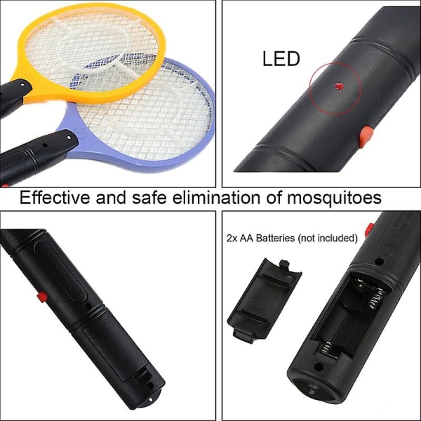 Electric Mosquito Racket Killer Electric Fly Swatter Fryer Flies Cordless Battery Power Bug Zapper Insects Racket Kills Home Bug blue